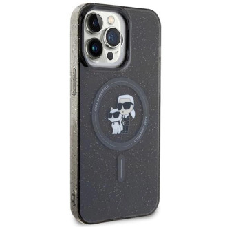 Karl Lagerfeld Karl&amp;Choupette Glitter MagSafe pouzdro pro iPhone 15 Pro Max - černé