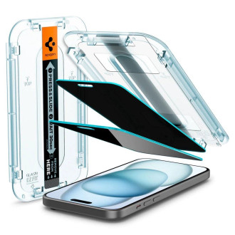 TEPELNÉ SKLO Spigen GLAS.TR "EZ FIT" 2 BALENÍ IPHONE 15 OCHRANA OSOBNÍCH ÚDAJŮ