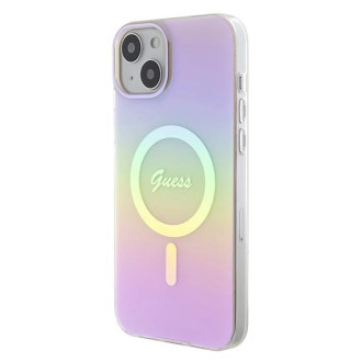 Guess GUHMP15SHITSP iPhone 15 6,1&quot; růžovo-růžový pevný obal IML Iridescent MagSafe
