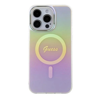 Guess GUHMP15XHITSP iPhone 15 Pro Max 6,7&quot; růžový/růžový pevný obal IML Iridescent MagSafe