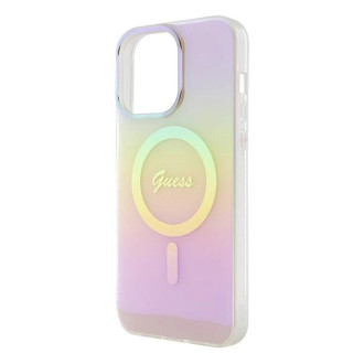 Guess GUHMP15XHITSP iPhone 15 Pro Max 6,7&quot; růžový/růžový pevný obal IML Iridescent MagSafe