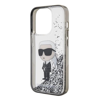 Pouzdro Karl Lagerfeld Liquid Glitter Ikonik pro iPhone 15 Pro - průhledné