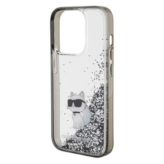 Pouzdro Karl Lagerfeld Liquid Glitter Choupette pro iPhone 15 Pro Max - průhledné