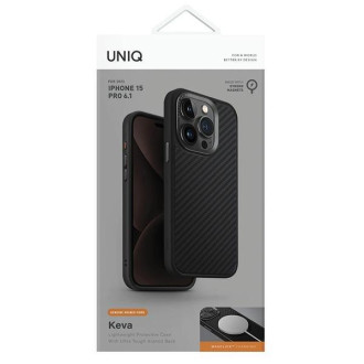 Uniq pouzdro Keva iPhone 15 Pro 6.1&quot; Magclick Charging black/carbon black