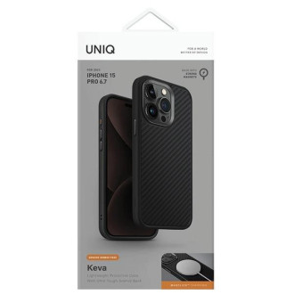 Uniq pouzdro Keva iPhone 15 Pro Max 6.7&quot; Magclick Charging black/carbon black