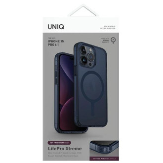Uniq LifePro Xtreme Magclick Nabíjecí pouzdro pro iPhone 15 Pro - tmavě modré