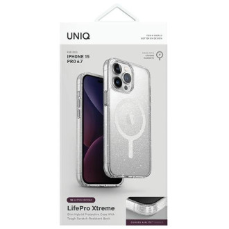 Uniq LifePro Xtreme pouzdro pro iPhone 15 Pro Max 6,7&quot; Magclick Charging transparentní/pozlátko průsvitné