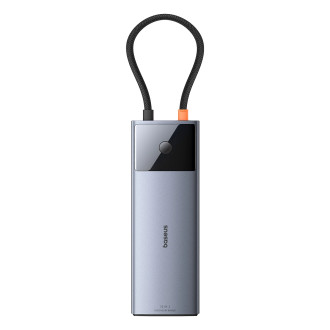 HUB 11v1 Baseus Metal Gleam Series USB-C na USB-C PD / USB-C / 3x USB-A / HDMI / AUX / RJ-45 / SD TF - šedá