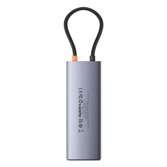 HUB 11v1 Baseus Metal Gleam Series USB-C na USB-C PD / USB-C / 3x USB-A / HDMI / AUX / RJ-45 / SD TF - šedá