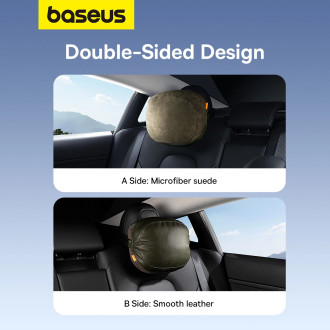 Sedák na opěrku hlavy auta Baseus ComfortRide Series ze 2 materiálů - tmavě zelený