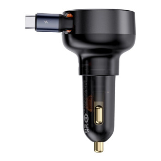 Baseus Enjoyment Pro USB-C (samice) / USB-C (samec) 60W nabíječka do auta - černá