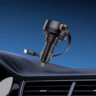 Baseus Enjoyment Pro USB-C (samice) / USB-C (samec) 60W nabíječka do auta - černá