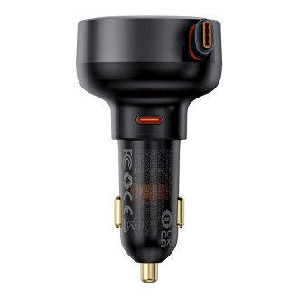Baseus Enjoyment Pro USB-C (samice) / USB-C (samec) 60W nabíječka do auta - černá