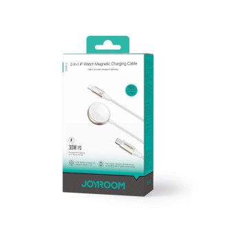 Lightning kabel Joyroom 2 v 1 a indukční nabíječka pro Apple Watch 1,5 m bílá (S-IW011)