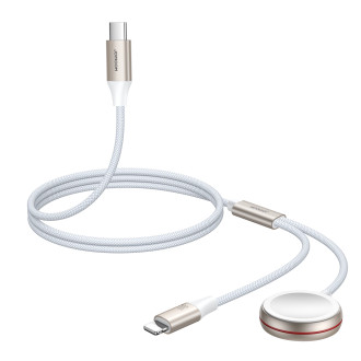 Lightning kabel Joyroom 2 v 1 a indukční nabíječka pro Apple Watch 1,5 m bílá (S-IW011)