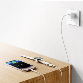 Lightning kabel Joyroom 2 v 1 a indukční nabíječka pro Apple Watch 1,5 m bílá (S-IW011)