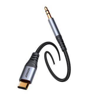 Stereofonní audio kabel Joyroom AUX 3,5 mm mini jack - USB-C pro telefon 1,2 m černý (SY-A07)