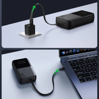 Powerbanka Joyroom 30W 10000mAh s vestavěným Lightning a USB-C kabely černá (JR-PBC06)