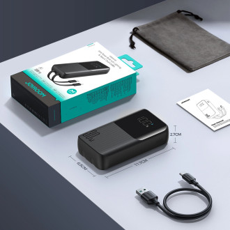 Powerbanka Joyroom 30W 10000mAh s vestavěným Lightning a USB-C kabely černá (JR-PBC06)
