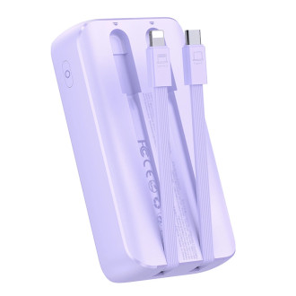 Powerbanka Joyroom 30W 10000mAh s vestavěným Lightning a USB-C kabely fialové (JR-PBC06)