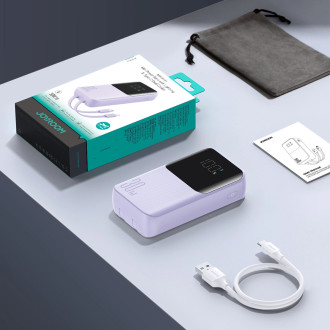 Powerbanka Joyroom 30W 10000mAh s vestavěným Lightning a USB-C kabely fialové (JR-PBC06)