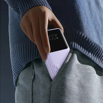 Powerbanka Joyroom 30W 10000mAh s vestavěným Lightning a USB-C kabely fialové (JR-PBC06)