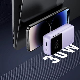 Powerbanka Joyroom 30W 10000mAh s vestavěným Lightning a USB-C kabely fialové (JR-PBC06)