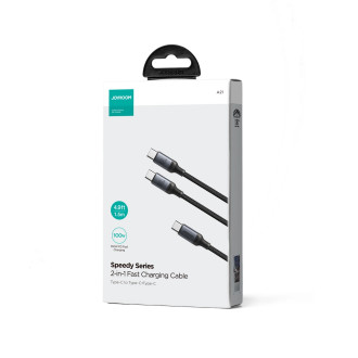 Kabel 2 v 1 Joyroom Speedy série SA21-1T2 USB-C - USB-C / USB-C 1,5 m černý