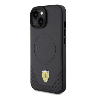Ferrari FEHMP15SPTEK iPhone 15 6,1&quot; černo/černé pevné pouzdro Carbon Metal Logo MagSafe