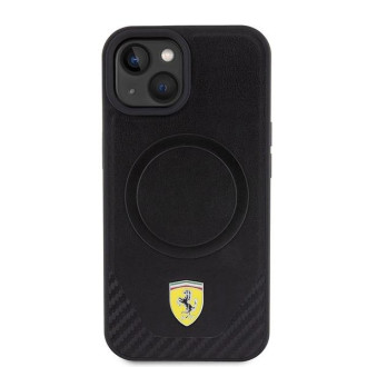 Ferrari FEHMP15SPTEK iPhone 15 6,1&quot; černo/černé pevné pouzdro Carbon Metal Logo MagSafe