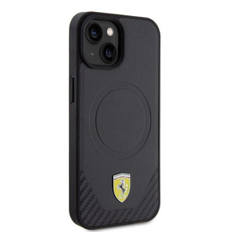 Ferrari FEHMP15SPTEK iPhone 15 6,1&quot; černo/černé pevné pouzdro Carbon Metal Logo MagSafe