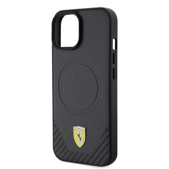 Ferrari FEHMP15SPTEK iPhone 15 6,1&quot; černo/černé pevné pouzdro Carbon Metal Logo MagSafe