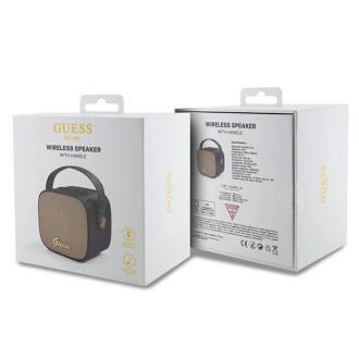 Bluetooth reproduktor Guess GUWSB2P4SMK Mini reproduktor černo/černý 4G kožené logo s řemínkem