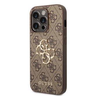 Guess GUHCP15L4GMGBR iPhone 15 Pro 6,1&quot; hnědý/hnědý pevný obal 4G velké kovové logo