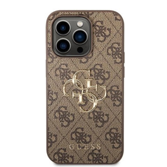 Guess GUHCP15L4GMGBR iPhone 15 Pro 6,1&quot; hnědý/hnědý pevný obal 4G velké kovové logo