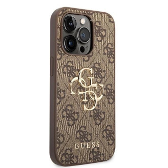 Guess GUHCP15L4GMGBR iPhone 15 Pro 6,1&quot; hnědý/hnědý pevný obal 4G velké kovové logo