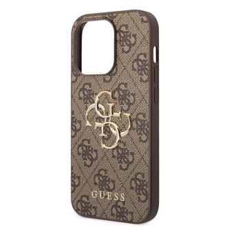 Guess GUHCP15L4GMGBR iPhone 15 Pro 6,1&quot; hnědý/hnědý pevný obal 4G velké kovové logo