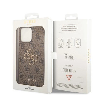Guess GUHCP15L4GMGBR iPhone 15 Pro 6,1&quot; hnědý/hnědý pevný obal 4G velké kovové logo