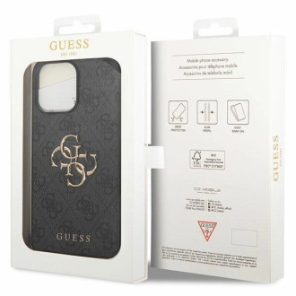 Guess GUHCP15L4GMGGR iPhone 15 Pro 6,1&quot; šedý/šedý pevný obal 4G velké kovové logo