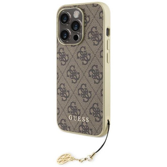 Guess GUHCP15LGF4GBR iPhone 15 Pro 6,1&quot; hnědé/hnědé pevné pouzdro 4G Charms Collection