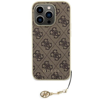 Guess GUHCP15LGF4GBR iPhone 15 Pro 6,1&quot; hnědé/hnědé pevné pouzdro 4G Charms Collection