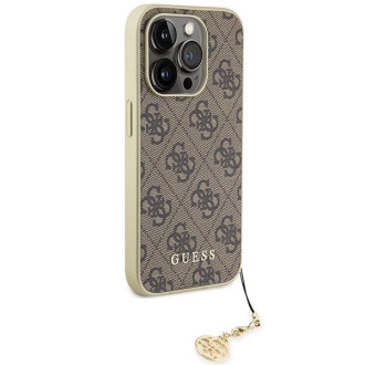 Guess GUHCP15LGF4GBR iPhone 15 Pro 6,1&quot; hnědé/hnědé pevné pouzdro 4G Charms Collection