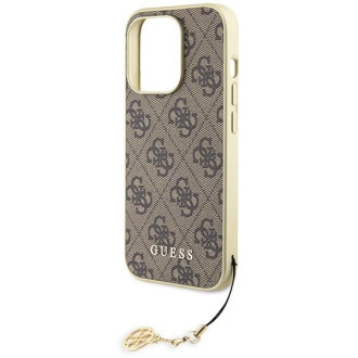 Guess GUHCP15LGF4GBR iPhone 15 Pro 6,1&quot; hnědé/hnědé pevné pouzdro 4G Charms Collection