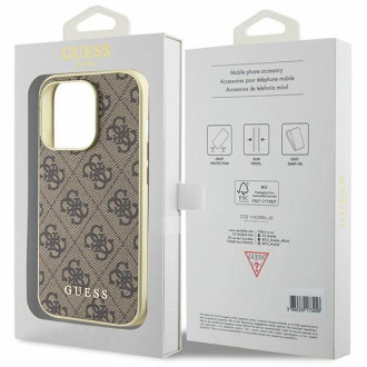 Guess GUHCP15LGF4GBR iPhone 15 Pro 6,1&quot; hnědé/hnědé pevné pouzdro 4G Charms Collection