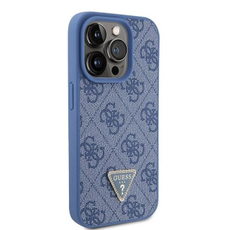 Guess GUHCP15LP4TDPB iPhone 15 Pro 6,1&quot; modro/modré pevné pouzdro Leather 4G Triangle Strass