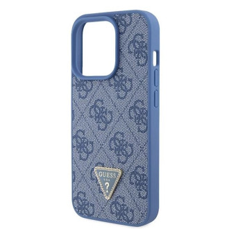 Guess GUHCP15LP4TDPB iPhone 15 Pro 6,1&quot; modro/modré pevné pouzdro Leather 4G Triangle Strass