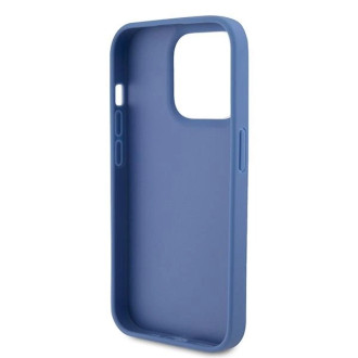 Guess GUHCP15LP4TDPB iPhone 15 Pro 6,1&quot; modro/modré pevné pouzdro Leather 4G Triangle Strass