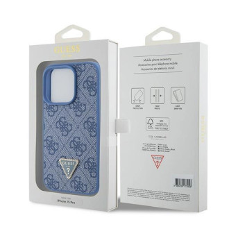 Guess GUHCP15LP4TDPB iPhone 15 Pro 6,1&quot; modro/modré pevné pouzdro Leather 4G Triangle Strass