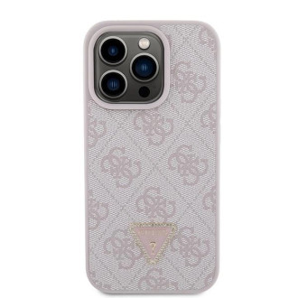 Guess GUHCP15LP4TDPP iPhone 15 Pro 6,1&quot; růžové/růžové pevné pouzdro Leather 4G Triangle Strass