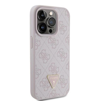 Guess GUHCP15LP4TDPP iPhone 15 Pro 6,1&quot; růžové/růžové pevné pouzdro Leather 4G Triangle Strass